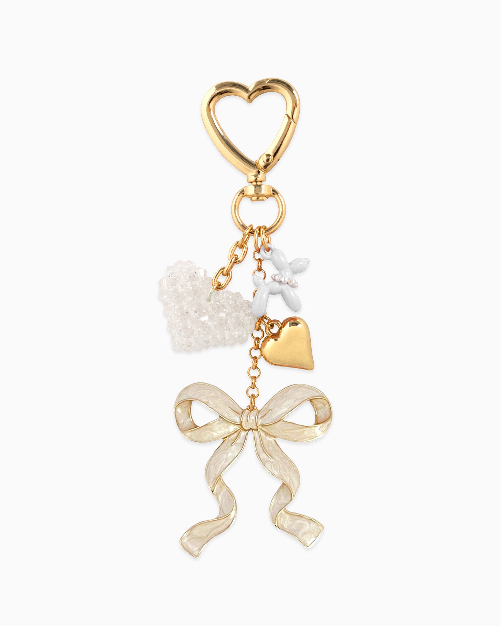 Sweet Bow with Beaded Heart Bag Charm